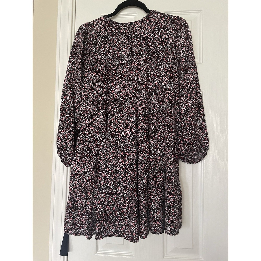 Zara Womens Dress Small Black Ditsy Floral Babydoll Tiered Cottagecore Prairie - Picture 5 of 10